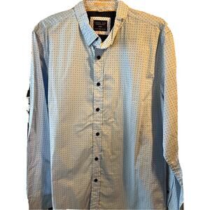 Level Ten Men's L Blue Polka Dot Button Down Long Sleeve Cotton Shirt